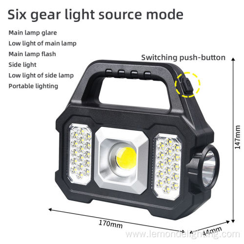 Solar LED COB Rechargeable Multi-function Camping Light